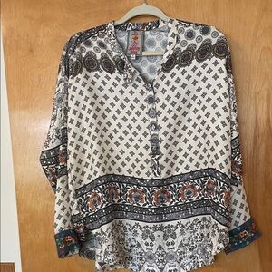Johnny Was Silk XS Boho Corey Boxy Tunic Top